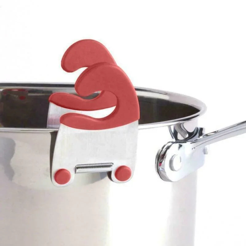 Silicone Pot Clip Spoon Holder – Anti-Scald Utensil Rest & Grip for Spoon, Spatula, Fork – Fits Pots & Bowls