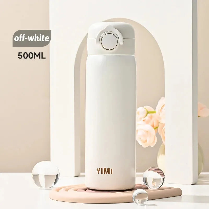 500ml (16.9 oz) 316 Stainless Steel Vacuum Insulated Thermos Bottle, Leakproof Travel Tumbler with One-Hand Push Lid