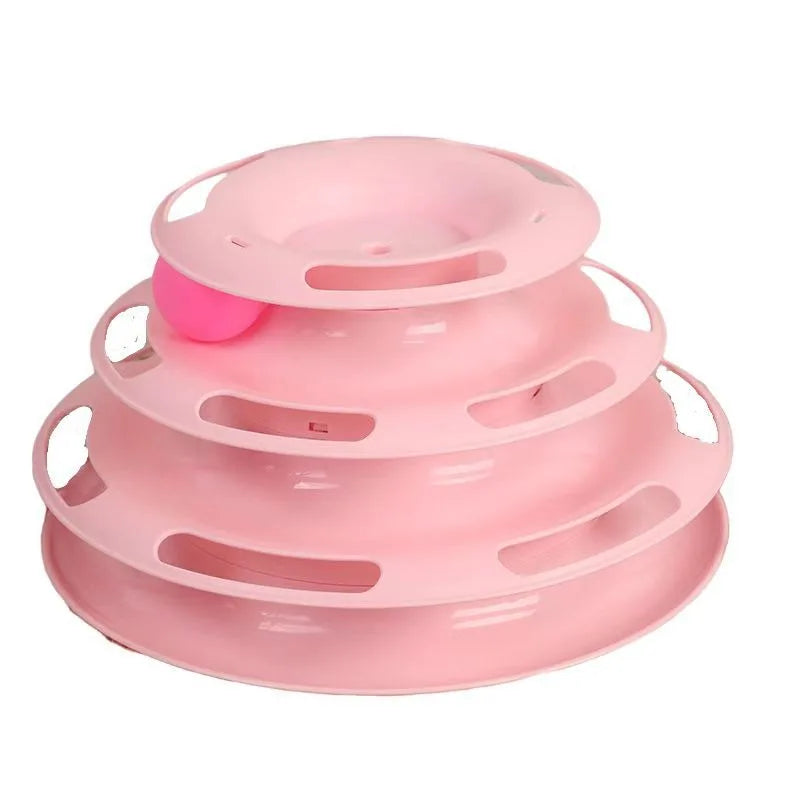 Interactive Cat Turntable Toy — 3- or 4-Layer Spinning Teaser for Cats, Self-Play Boredom Reliever