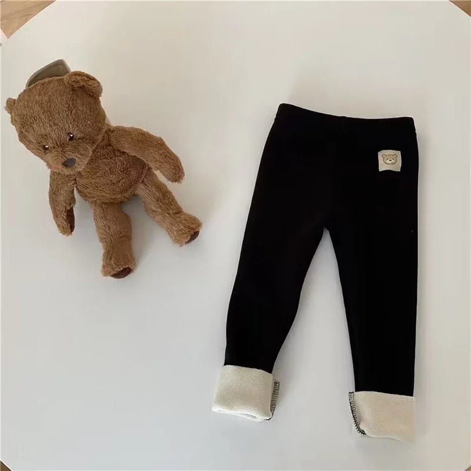 Korean-Style Autumn Winter Footed Leggings for Kids – Warm Polyester Unisex Baby/Toddler Sizes 80–130 (31.5–51.2 in)
