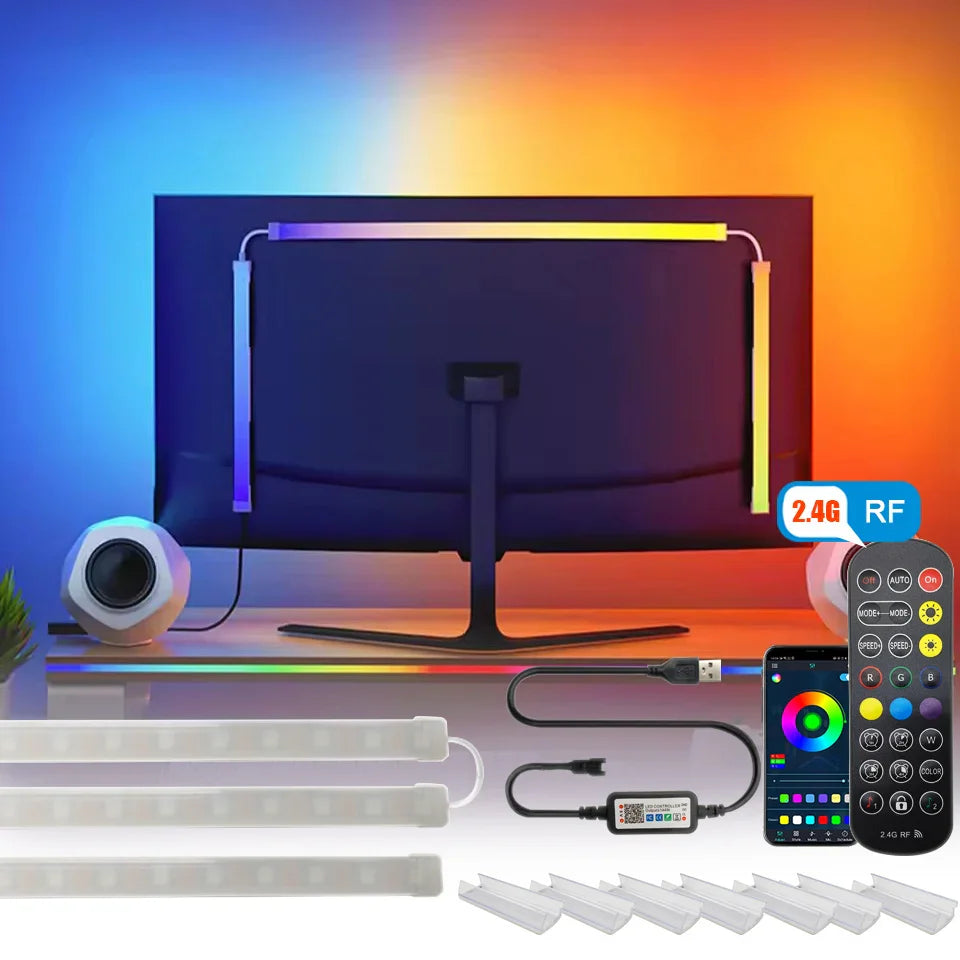 USB RGBIC LED Strip 24–34 in (61–86 cm) Monitor Backlight – App & Music Sync for PC Gaming