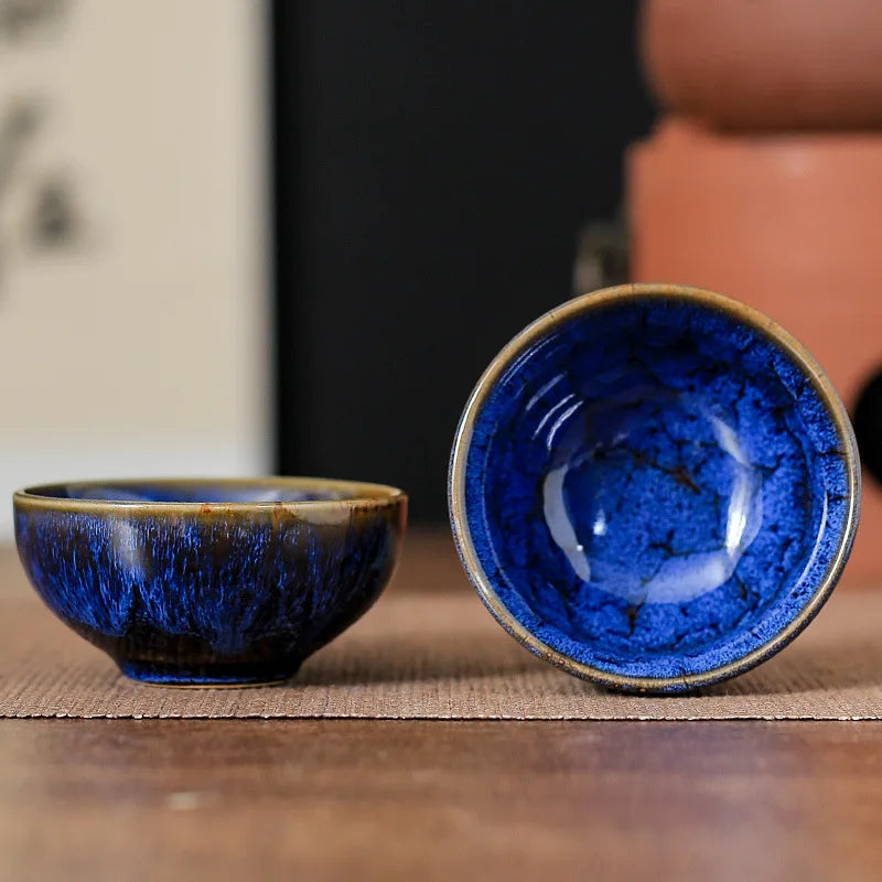45ml (1.5 fl oz) Mini Jianzhan Kiln-Glazed Ceramic Tea Cup Kung Fu Teacup & Espresso Cup