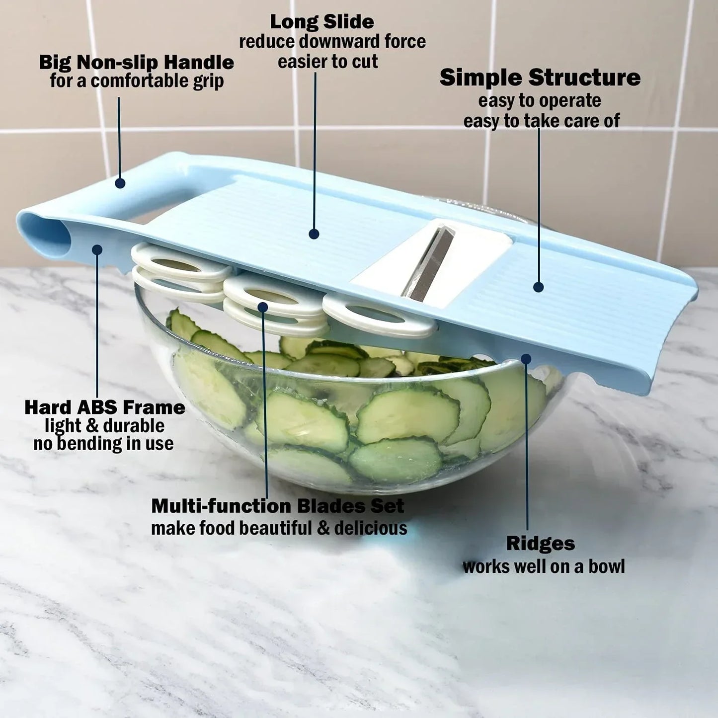 5-in-1 Mandoline Vegetable Slicer – Multi-Blade Potato Cutter, Grater & Shredder