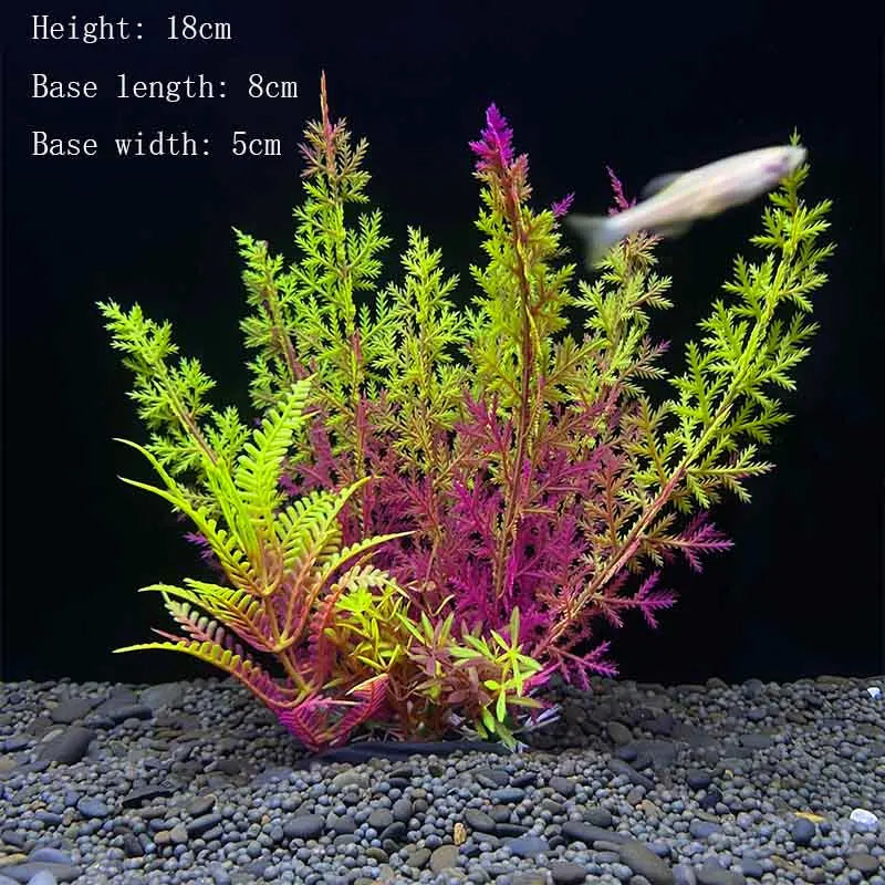 Artificial Aquarium Plants – Plastic Underwater Green Shrubs with Resin Base, Fish Tank Decoration