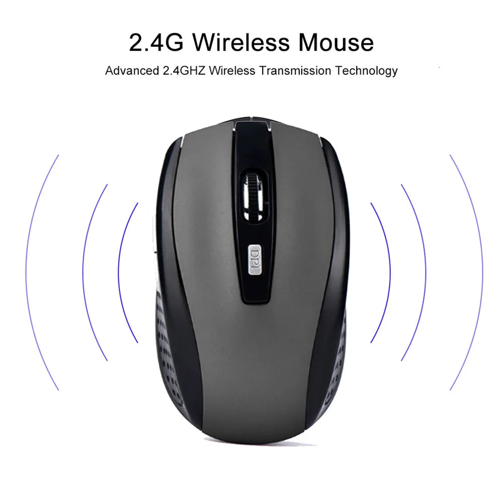 2.4GHz Wireless Optical Mouse — 6-Button Slim Noiseless USB Receiver, 1200 DPI Portable Gaming Mouse for MacBook PC Laptop