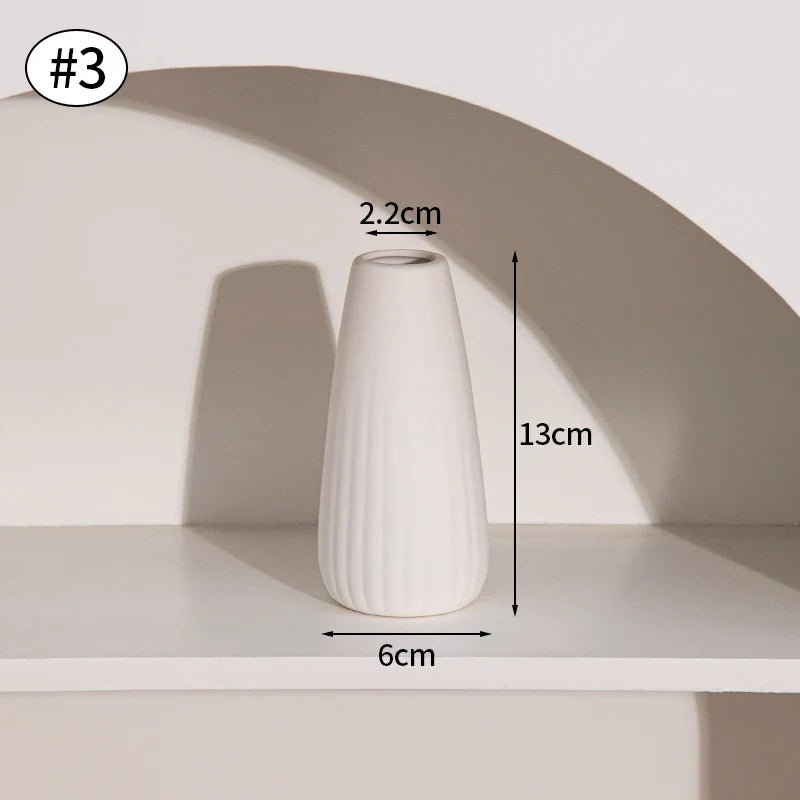 White Ceramic Bud Vase Nordic Matte Decorative Vase for Home Living Room Tabletop Flower Arrangements Photo Props