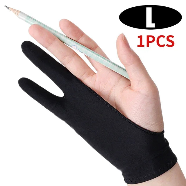 Two-Finger Artist Drawing Glove – Anti-Friction Palm Rejection for Graphics Tablets, iPad & Stylus