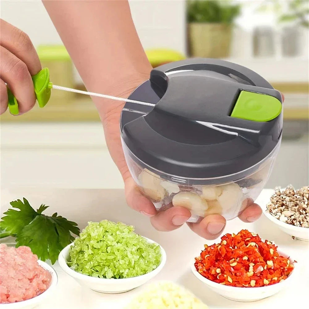 Manual Garlic Chopper Hand-Pull String Vegetable Cutter Onion Mincer Ginger & Nut Food Processor