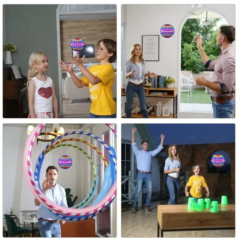 Hand-Controlled LED Flying Spinner Hover Ball 3.7 in (9.5 cm) — Indoor & Outdoor Kids Toy