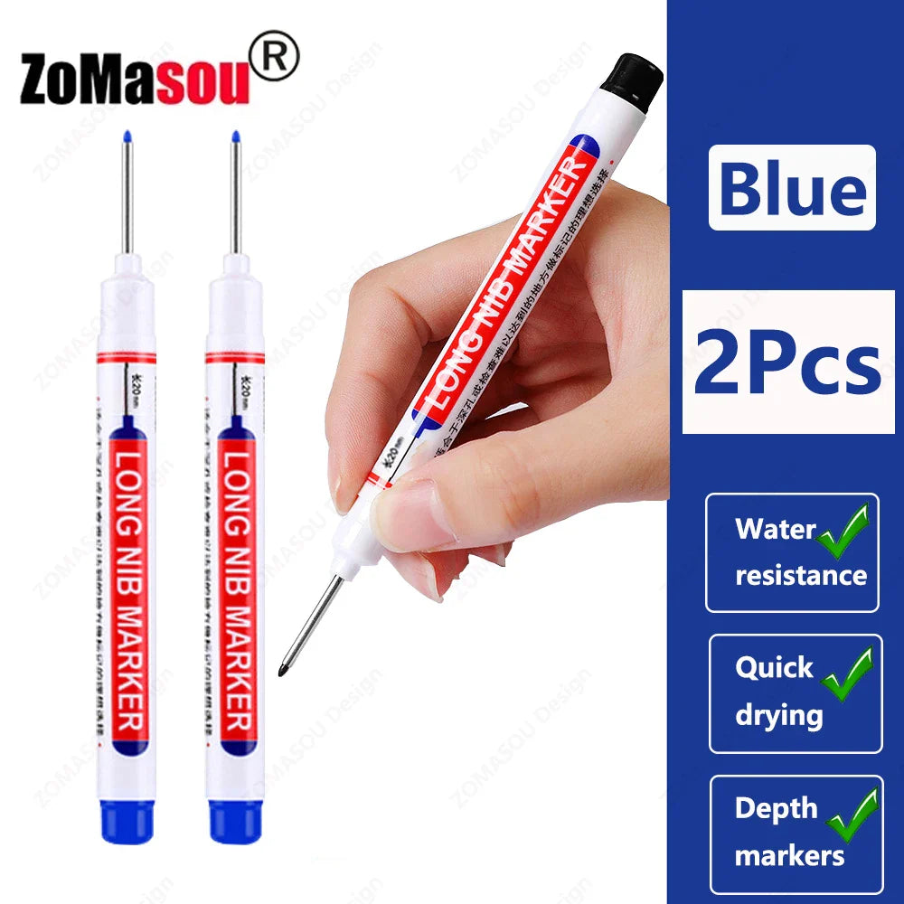 20mm Long-Head Deep Hole Marker Pens - Waterproof Fast-Dry Oil Markers for Wood, Metal & Glass (Red/Black/Blue/Green)