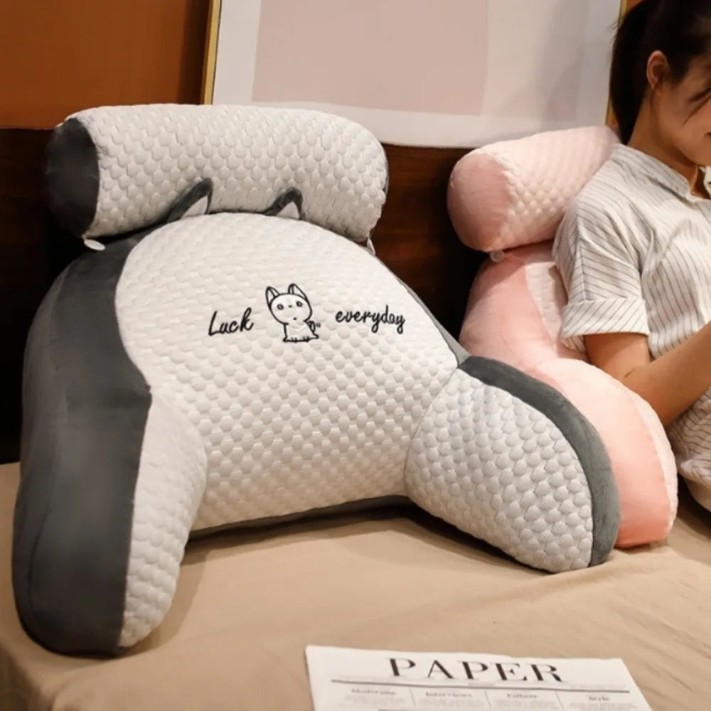 Adjustable Reading Pillow Back Support Cushion – Quilted Ergonomic U-Shape Pillow for Bed, Sofa & Floor, 24 x 16 in (60 x 40 cm), Gray