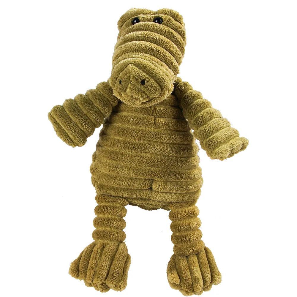 Dog Chew Toy Corduroy Plush Squeaky Molar Tooth Cleaner Training Toy for Large Dogs Monkey and Pig Designs