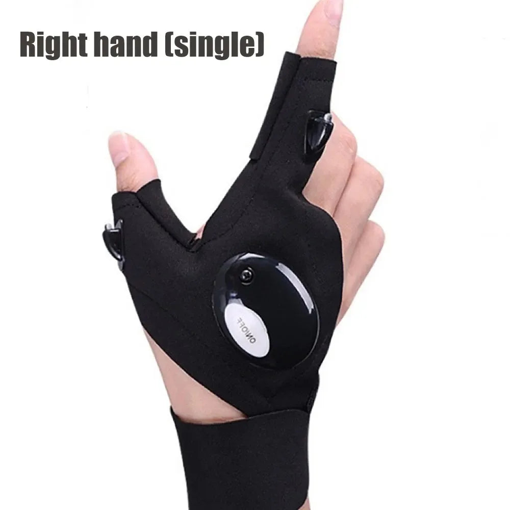 LED Fingerless Gloves for Fishing & Cycling – Light-Up Gloves with Built-In LED Lights for Night Outdoor Safety