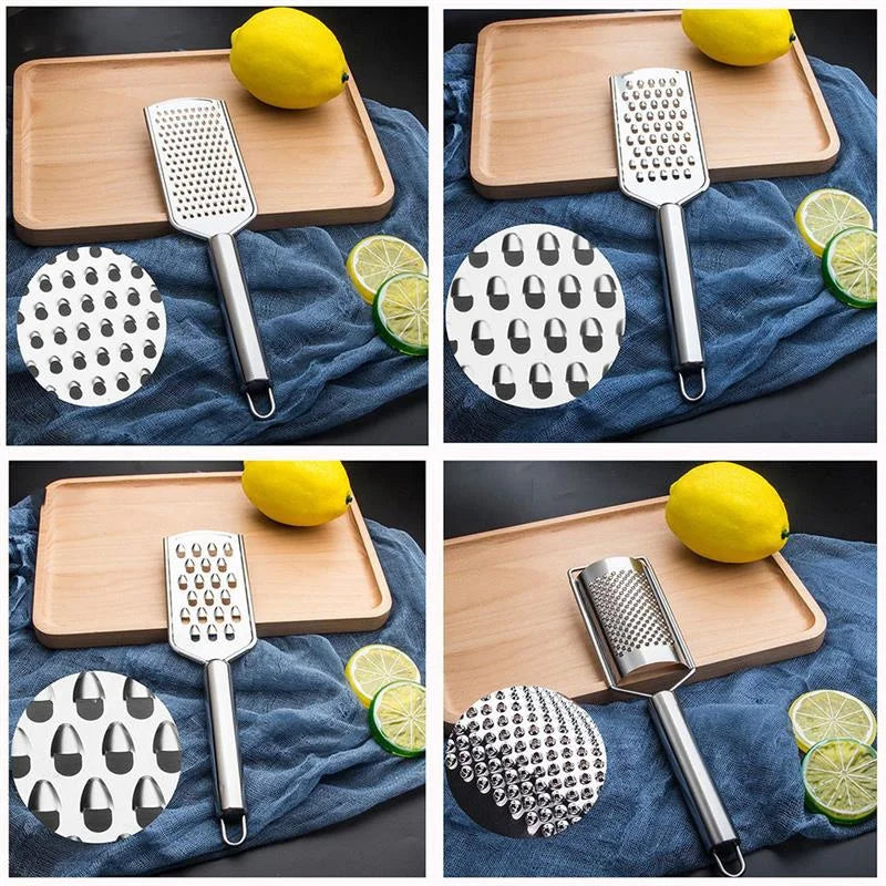 Stainless Steel 4-in-1 Cheese & Vegetable Grater — Handheld Ginger Slicer, Potato and Lemon Zester