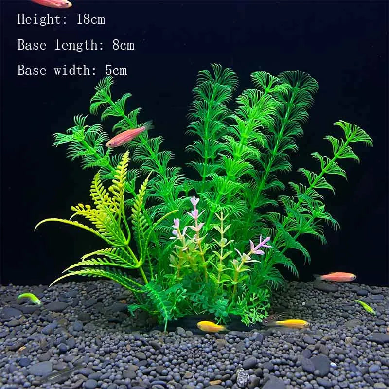 Artificial Aquarium Plants – Plastic Underwater Green Shrubs with Resin Base, Fish Tank Decoration