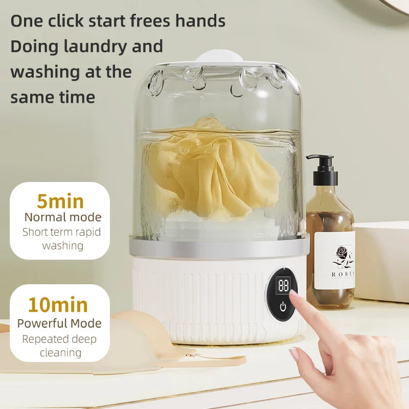 Mini Portable Electric Washer for Socks, Underwear & Pet Clothes - Wireless Rechargeable