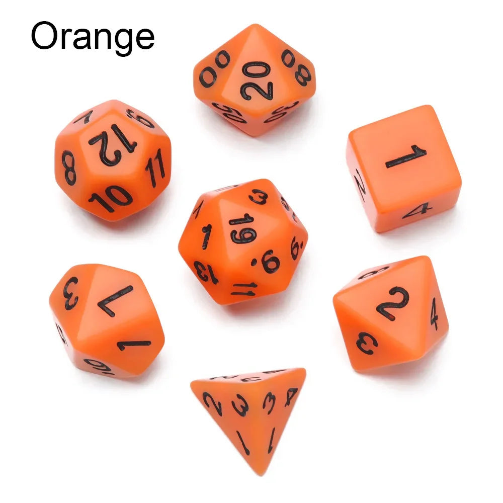 7-Piece Black Polyhedral Dice Set for D&D TRPG Tabletop RPG, Board & Card Games