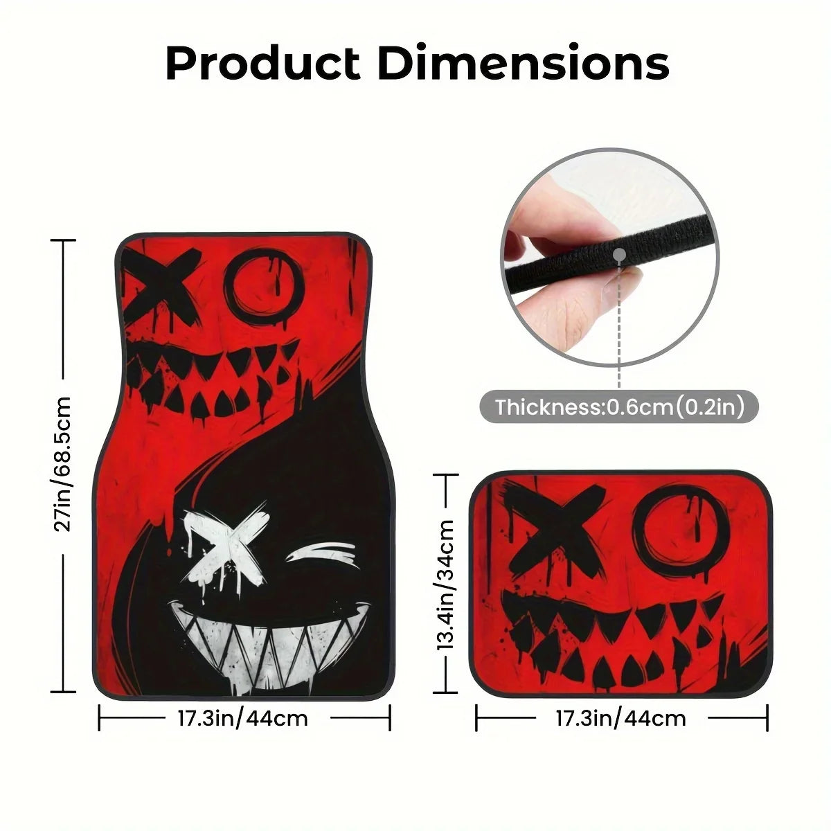 4-Pack Universal Car Floor Mats – Spooky Halloween Red & Black, All-Weather Non-Slip Durable