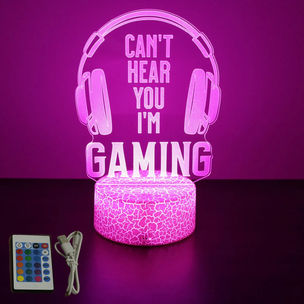 3D LED Neon Gamer Lamp - RGB Acrylic Night Light with Remote & Touch for Kids & Gaming Room