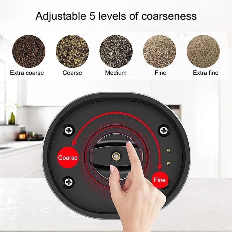 USB Rechargeable Electric Salt & Pepper Grinder Set with LED Light - Adjustable Spice Mill for Kitchen & BBQ