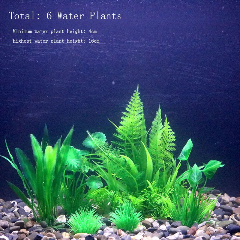 Artificial Aquarium Plants – Plastic Underwater Green Shrubs with Resin Base, Fish Tank Decoration