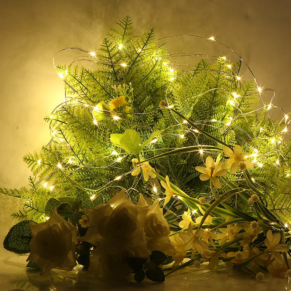 Waterproof Battery Operated LED Copper Wire Fairy Lights - 1/2/3/5m (3.3/6.6/9.8/16.4 ft) String Lights for Wedding Party Christmas DIY