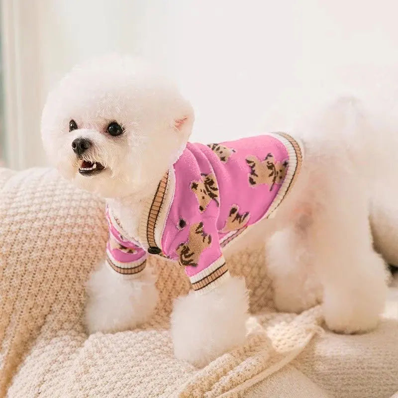 Striped Cotton Cardigan Sweater for Small Dogs & Cats – Warm Pet Coat for Chihuahua, Puppy, Kitten (XS-XL)