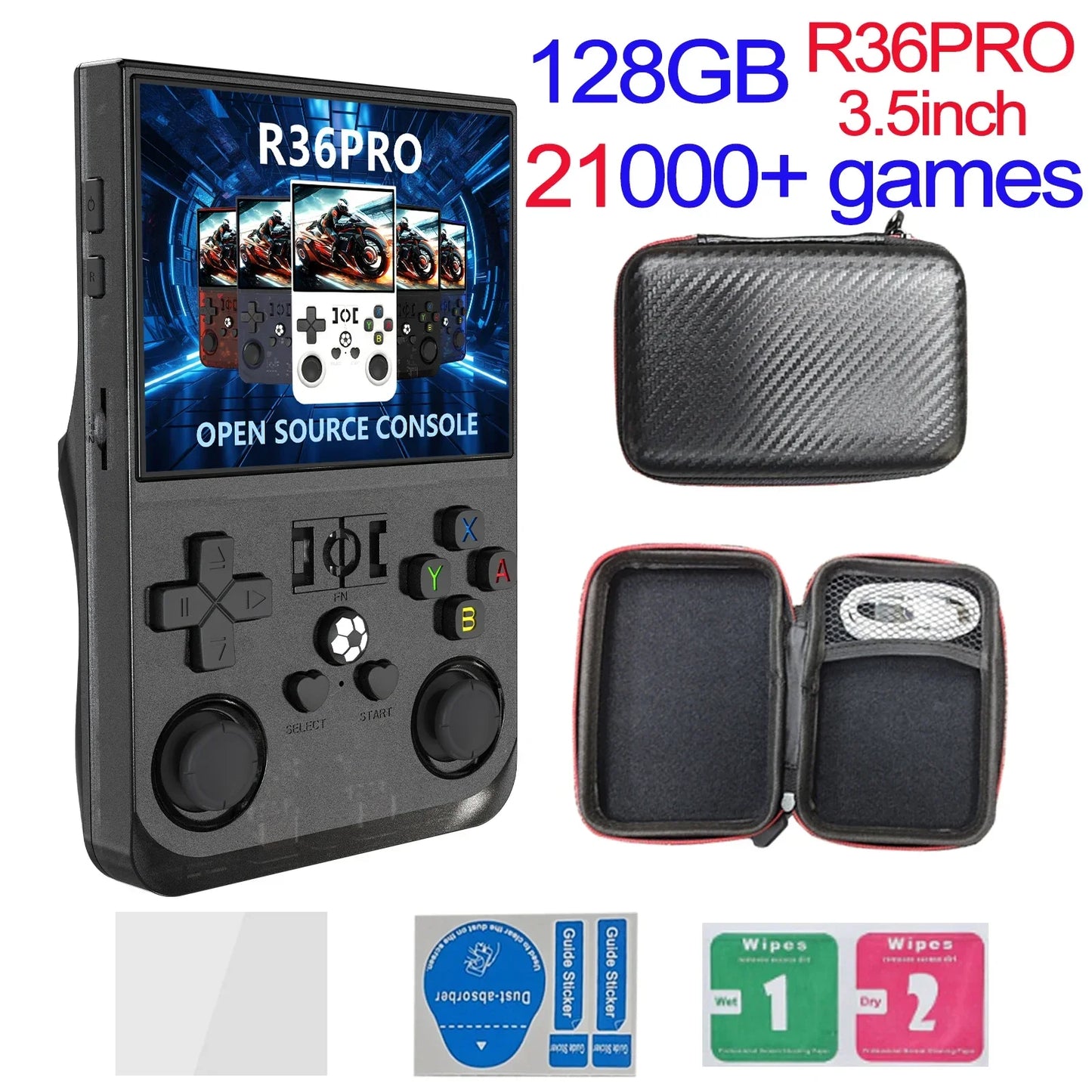 Handheld Retro Game Console 4.0-inch (10.2 cm) IPS 720x720, 64GB/128GB, 22,000 Preloaded Games, Linux, USB-C Charging