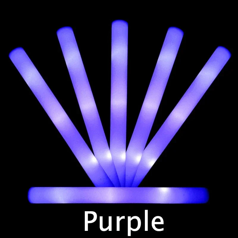 LED Glow Foam Sticks - Pack of 1/10/20/30/50 RGB Light-Up Cheer Tubes for Concerts, Parties & Weddings