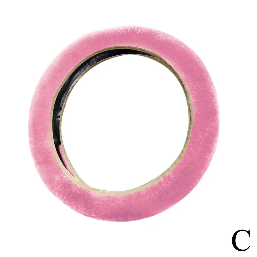 Plush Faux Fur Steering Wheel Cover Universal 37-38 cm (14.6-15 in) Soft Warm Anti-Slip Car Interior