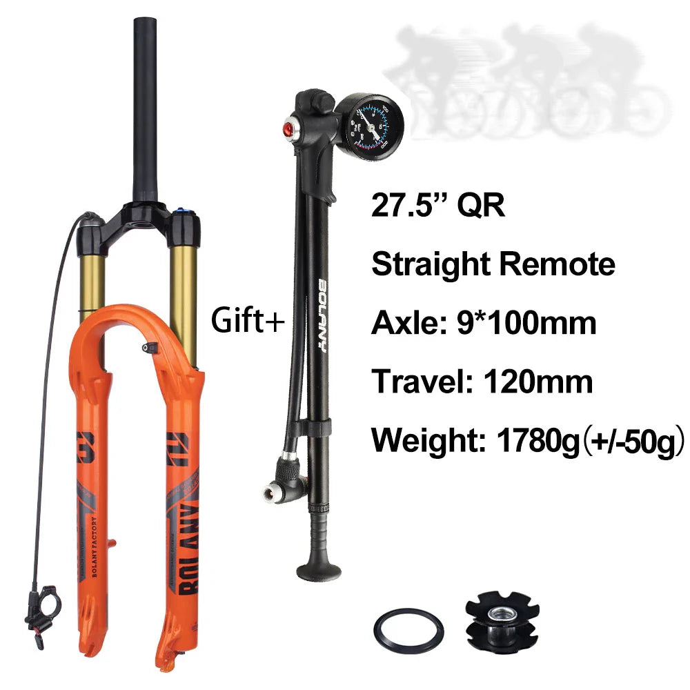 120mm (4.7in) Travel Mountain Bike Air Fork 27.5/29 in, 32mm (1.26in) Stanchion Magnesium Alloy Suspension - Orange