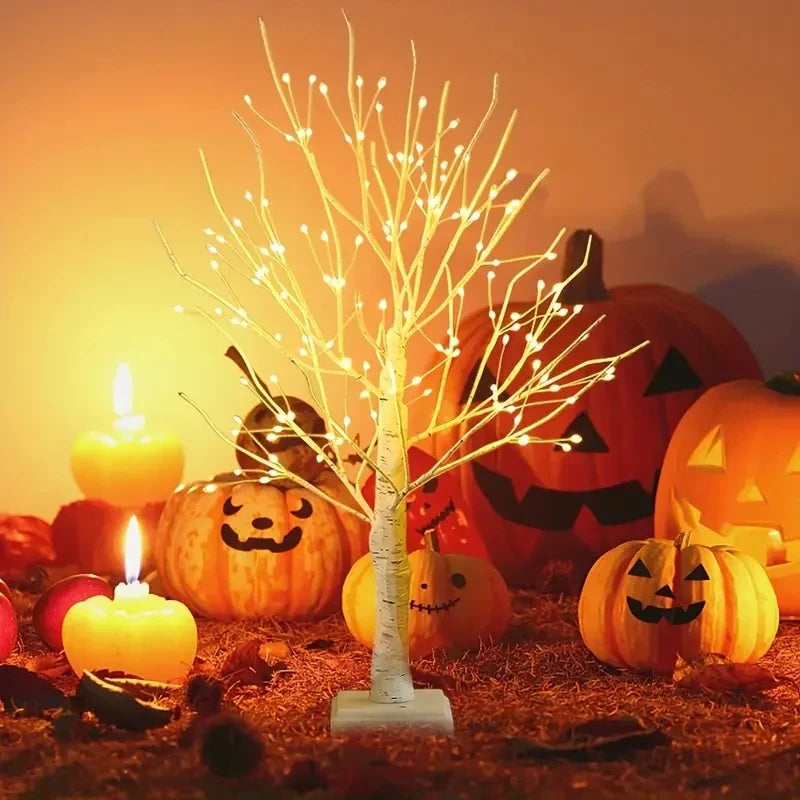 144 LED Birch Tree Light Warm White - USB & Battery Powered, 60 x 10 cm (23.6 x 3.9 in) Holiday Tabletop Decor for Christmas, Halloween, Easter