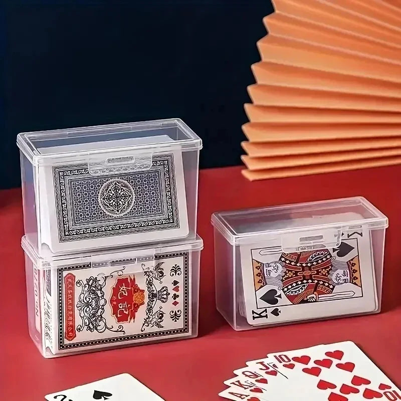 Clear Plastic Card Storage Box – Portable Deck Case for Playing Cards, Trading Cards & Business Cards
