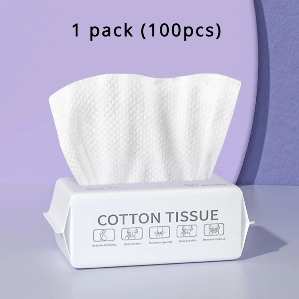 Disposable Plant-Fiber Cotton Face Towels - Soft Nonwoven Facial Wipes, 50/100-Pack, 20 x 15 cm (7.9 x 5.9 in)