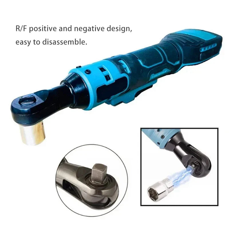 Cordless Ratchet Wrench Electric Rechargeable Screwdriver 3/8-Inch (9.5 mm) Ratchet Head, 21V Battery Compatible, LED High Torque