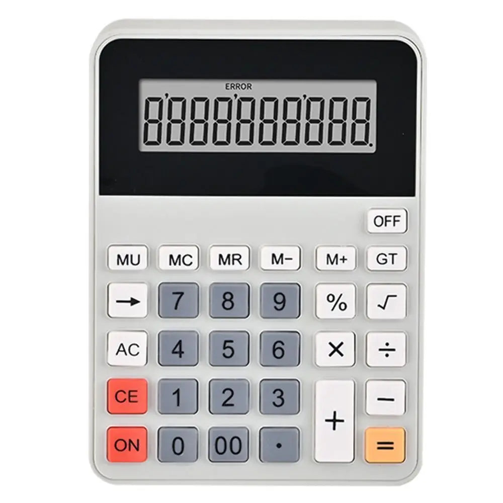 12-Digit Portable Financial Calculator, Large Tilted LCD Display, Battery-Powered Desktop Calculator