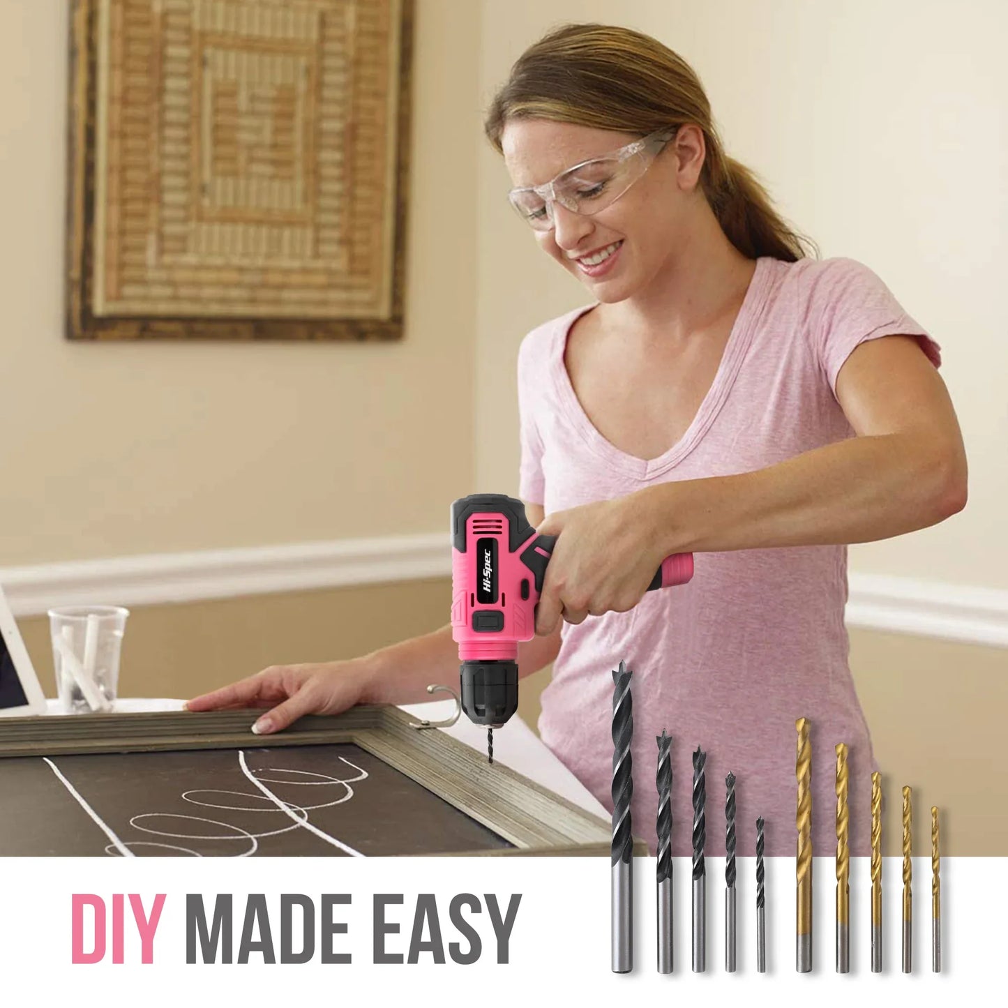 133-Piece Pink Power Tool Set with 8V Lithium Cordless Drill, Magnetic Precision Bits & 3-Tier Toolbox