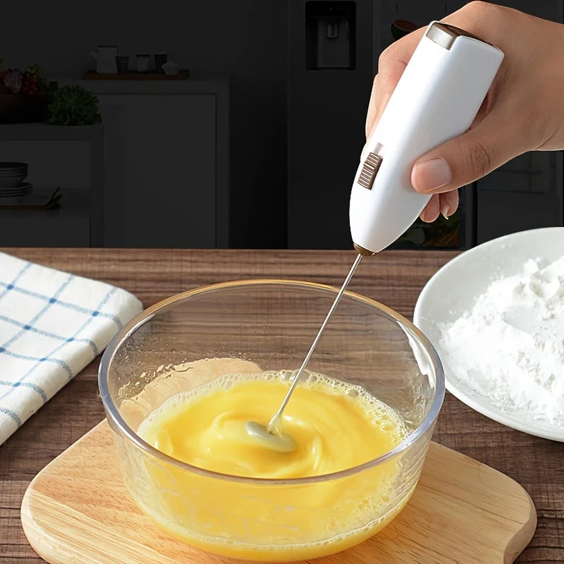 Handheld Electric Milk Frother & Mini Egg Beater Battery-Powered Coffee Mixer