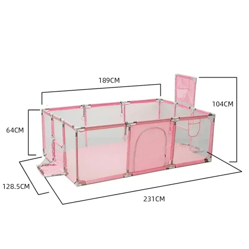 Baby Playpen & Ball Pit Play Yard – Thick Steel Pipe Kids Activity Fence, 107 x 231 x 128 cm (42 x 91 x 50 in) or 107 x 128 x 128 cm (42 x 50 x 50 in)