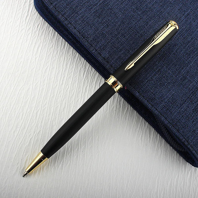 Luxury Metal Rollerball Pen 0.7mm Blue Ink - Gold Steel Signature Pen for Office & School