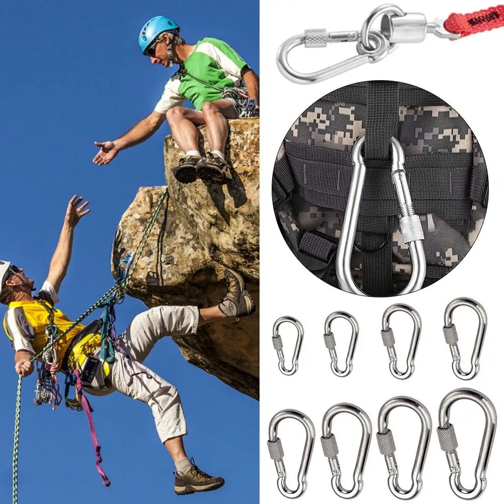 M4-M12 304 Stainless Steel Screw-Lock Quick Link Carabiner 1/2-Pack Outdoor Climbing & Camping Gear