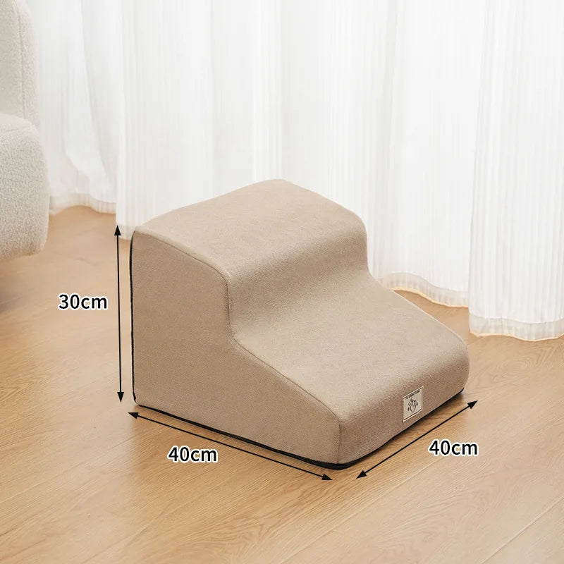 2- or 3-Step Pet Stairs for Dogs & Cats — Removable Washable Non-Slip Ramp for Sofa & Bed, PU Velvet Foam Pet Steps for Small & Senior Pets