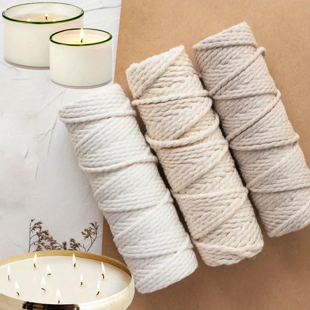 100 m (328 ft) Cotton Candle Wick Roll – Eco-Friendly Square Braided Wicks for DIY Candle Making & Handmade Candles