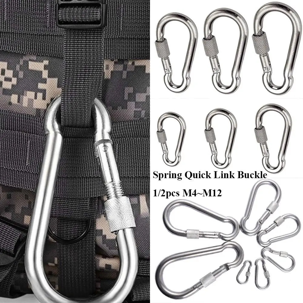 M4-M12 304 Stainless Steel Screw-Lock Quick Link Carabiner 1/2-Pack Outdoor Climbing & Camping Gear