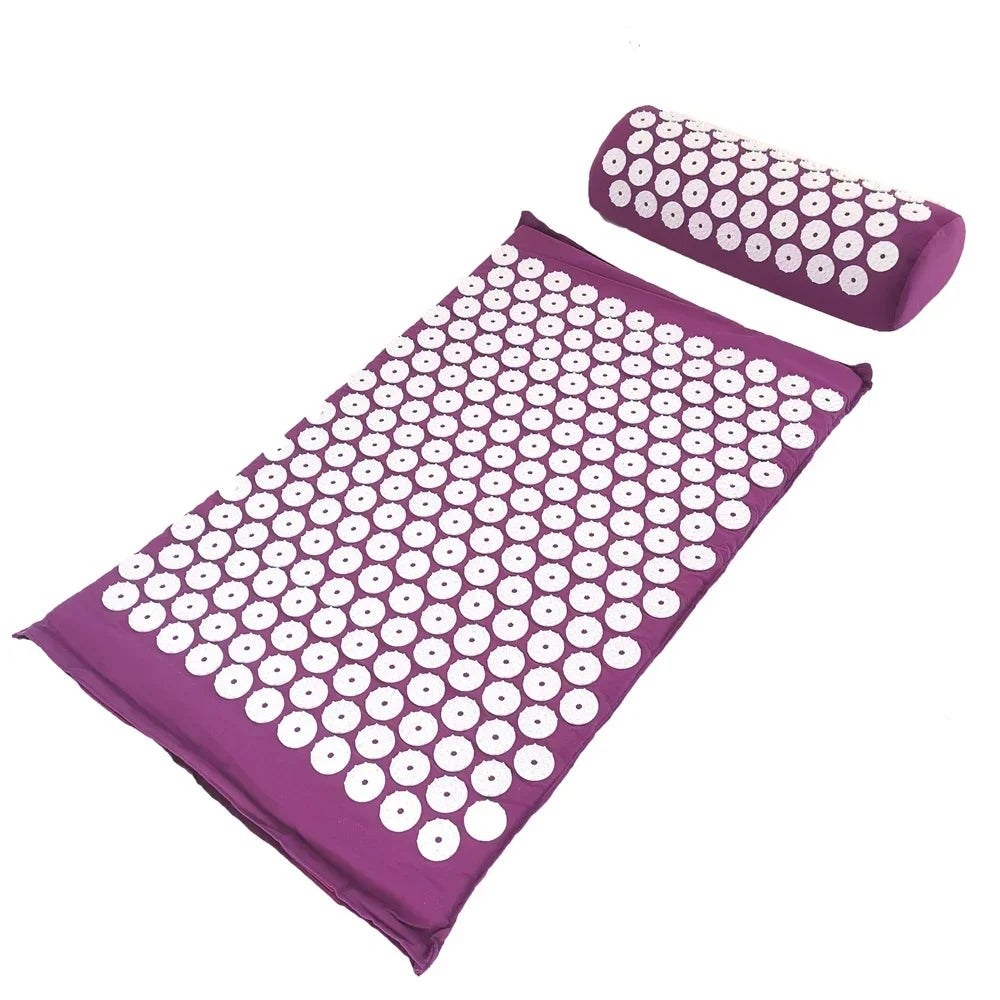 Acupressure Spike Mat & Pillow Set – 26 x 16 x 0.8 in (66 x 40 x 2 cm) Back & Neck Pain Relief Massage