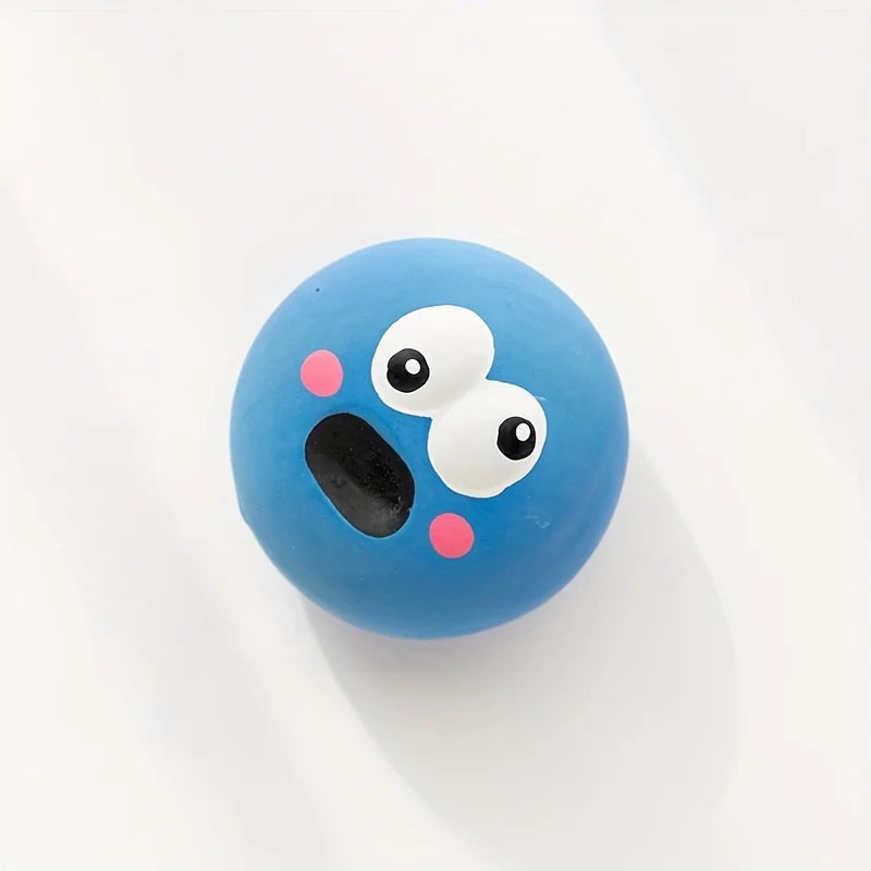 Cartoon Big Eye Squeaky Rubber Dog Ball – Durable Interactive Chew Toy for Dogs