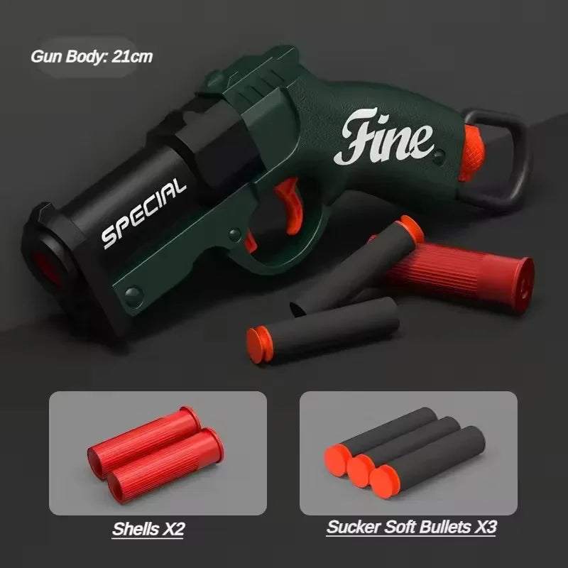 Mini Shell-Throwing Foam Dart Blaster Pistol - Soft Bullet Launcher for Kids Outdoor Play
