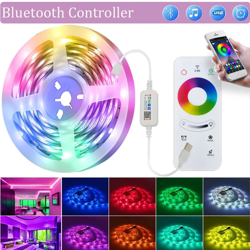 WiFi USB 5050 RGB LED Strip Lights — Flexible RGB Tape for TV & PC Backlight, App & Voice Control, Available 1–20m (3.3–65.6 ft)