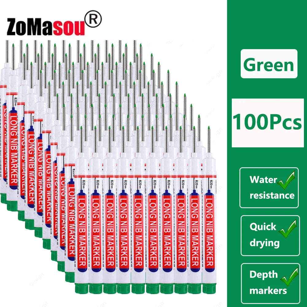 20mm Long-Head Deep Hole Marker Pens - Waterproof Fast-Dry Oil Markers for Wood, Metal & Glass (Red/Black/Blue/Green)
