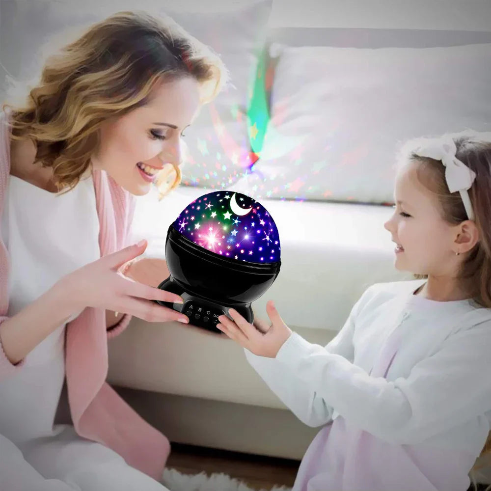 Rotating Star Projector Night Light – LED Galaxy & Moon Lamp for Kids Bedroom, Soothing Sleep Light & Gift for Girls and Boys